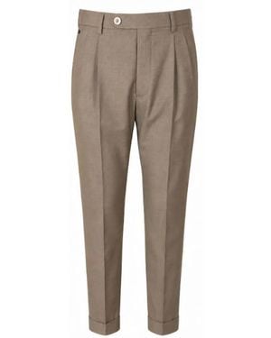 GTA Hazelnut Virgin Wool Cotton Polyamide Trousers - Natural