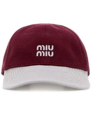 Miu Miu Cerise Cotton Hat - Purple