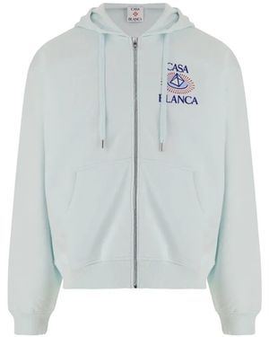 CASABLANCA Celestial Pyramid Zip-Up Hoodie - Blue