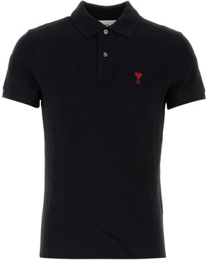 Ami Paris Ami De Coeur Cotton Polo Shirt - Black