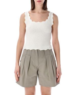 Low Classic Lace-Trim Sleeveless Knit Top - Gray