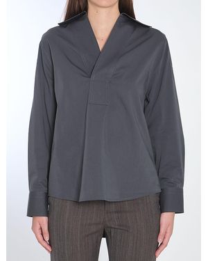 Bottega Veneta V-Neck Cotton Shirt - Gray