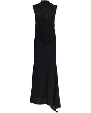 The Attico Scooped Back Wool Long Dress - Black