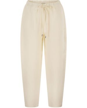Antonelli Relaxed-Fit Viscose And Linen Pants With Drawstring Waist - Natural