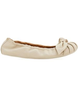 Ferragamo Leather Flat Shoes - Natural