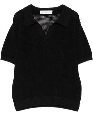 DUNST Cotton And Linen Polo Shirt - Black