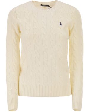 Polo Ralph Lauren Plaited Wool And Cashmere Crew-Neck - Natural