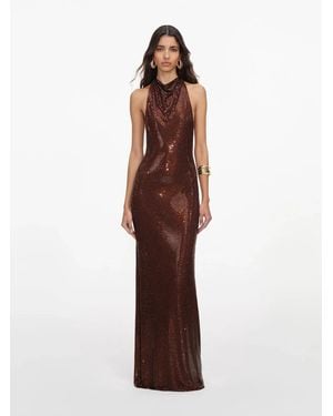Self-Portrait Rhinestone Racer Back Maxi Dress - Brown