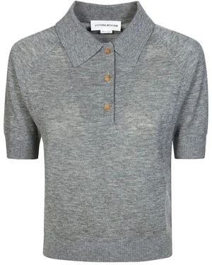 Victoria Beckham Polo Collar T-Shirt - Gray