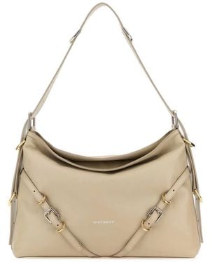 Givenchy Sand Leather Medium Voyou Shoulder Bag - Natural