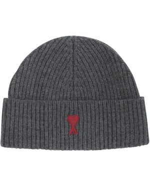 Ami Paris Merino Wool Beanie - Grey