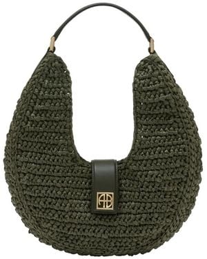 Anine Bing Crocheted Cotton Shoulder Bag - Green