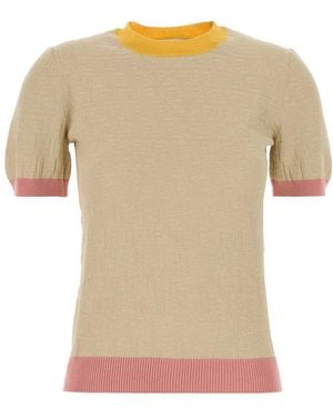 Fendi Cotton And Silk Sweater - Natural