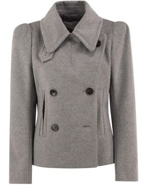 7 For All Mankind Double-Breasted Wool-Blend Jacket - Grey