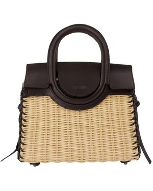 STAUD Maude Mini Wicker Carryall Bag - Black