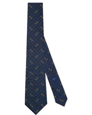 Gucci Patterned Silk Necktie - Blue