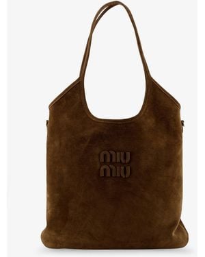 Miu Miu Ivy Suede Shoulder Bag - Brown