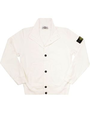 Stone Island Sweatshirt With Contrasting Color Buttons - White