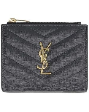 Saint Laurent Cassandre Matelassé Leather Wallet - Grey