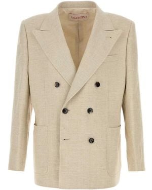 Valentino Garavani Linen Blend Blazer - Natural