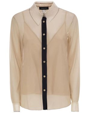 Fabiana Filippi Sheer Shirt With Matching Camisole And Embroidered Details - Natural