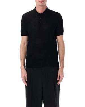 Roberto Collina Mesh Cotton Polo - Black