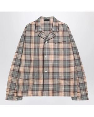 Prada Steel/Cameo Checked Cotton Shirt - Grey