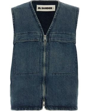 Jil Sander Denim Vest 119 Pd - Blue