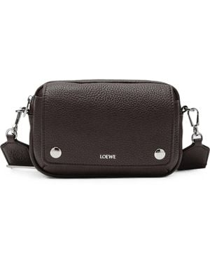 Loewe Small Pebble Logo-Print Grained Shoulder Bag - Black