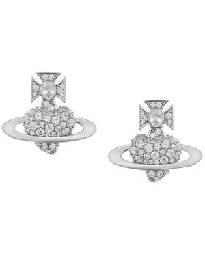 Vivienne Westwood Crystal Embellishments Valentine's Agnatha Earrings - Metallic