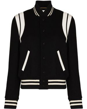 Saint Laurent Two Tone Varsity Jacket - Black