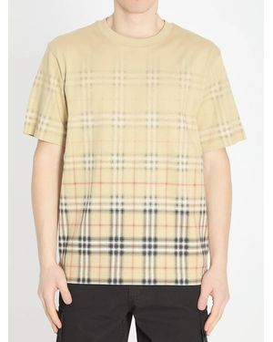 Burberry Check Fade Cotton T-Shirt - Natural