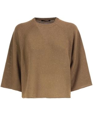 Fabiana Filippi Boxy Cotton And Linen Jumper With Subtle Luminous Accents - Natural