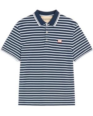 Valentino Garavani Cotton Piqué Polo With Vlogo Patch - Blue