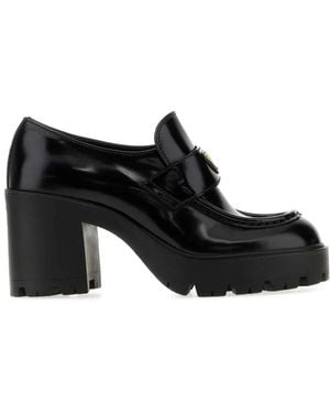 Prada Leather Court Shoes - Black