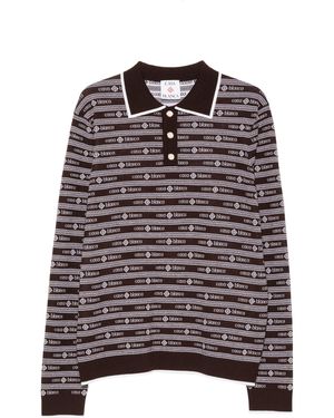 CASABLANCA Logo-Jacquard Long-Sleeve Polo Shirt - Purple