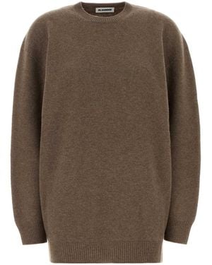 Jil Sander Oversized Mud Wool Blend Jumper - Brown