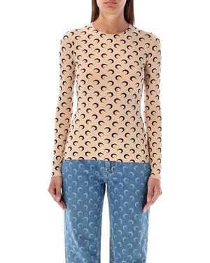 Marine Serre Moon Round Neck Second Skin Top - Blue