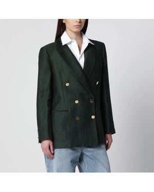 VI TO VI Doublebreasted Linenblend Jacket - Black