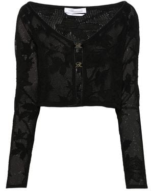 Blumarine Embroidered Cropped Cardigan - Black
