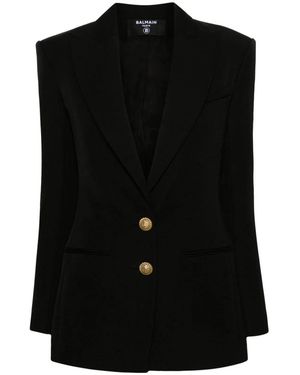 Balmain Wool Single Breasted Jacket - Black