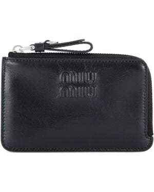 Miu Miu Logo-Embossed Card Holder - Black