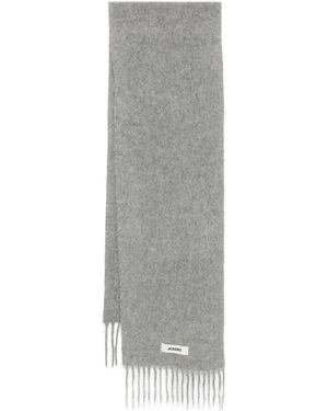 Jacquemus Carro Scarf With Fringes - Gray