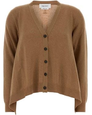 McQueen Biscuit Cashmere Blend Oversize Cardigan - Brown