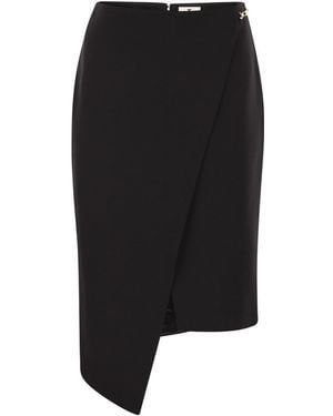 Elisabetta Franchi Crepe Skirt With Jewel Detail - Black