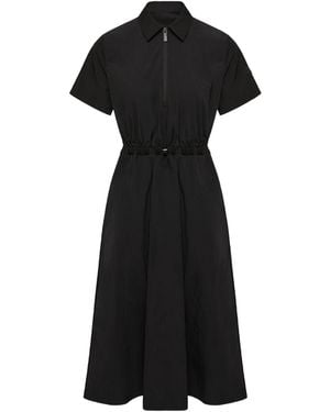 Moncler Drawstring-Waist Zip-Up Midi Dress - Black
