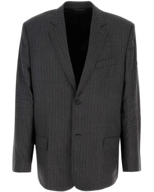 Balenciaga Wool Blazer With Pinstripe Pattern - Black