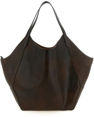 Brunello Cucinelli Reversible Lizard Effect Leather Duo Shopping Bag - Black