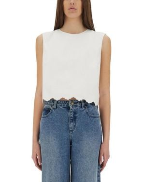 Patou Short Poplin Top - Blue