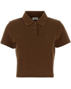 Saint Laurent Petit Polo Broderie Cassandre - Brown